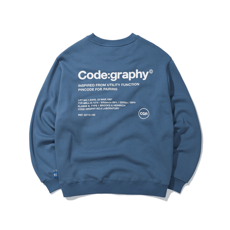 『Code:graphy』 　レファレンスロゴスウェット (Blue)