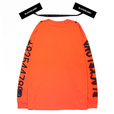 『BLACKBLOND』 　グラフィティーナンバーロゴロングスリーブ Tシャツ (Orange)
