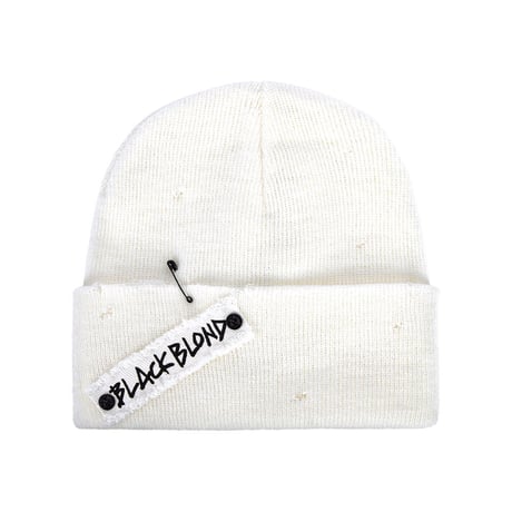 『BLACKBLOND』    ディスオーダーパッチニット帽 (White)