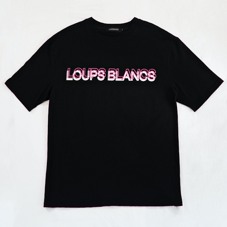 『LOUPS BLANCS』  ダブルロゴグラフィック半袖 Tシャツ (Black)
