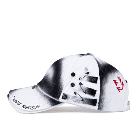 『BLACKBLOND』  theast sprayed custom double visor cap (White)