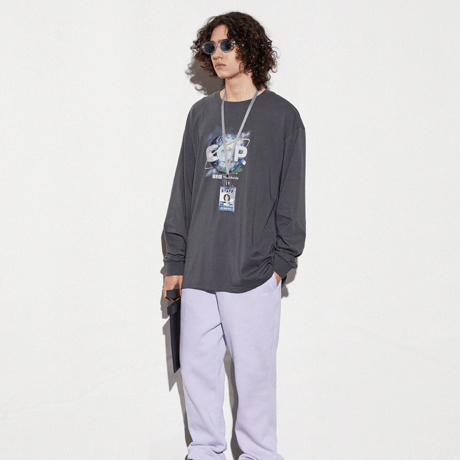 『Code:graphy』 　アースロゴロングスリーブ Tシャツ (Charcoal)