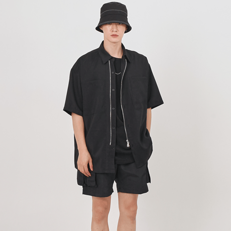 『 BY:L 』    ミニマルオーバージッパーシャツ (Black)
