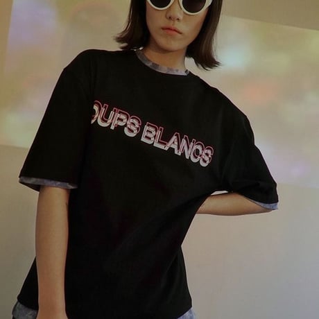 『LOUPS BLANCS』  ダブルロゴグラフィック半袖 Tシャツ (Black)