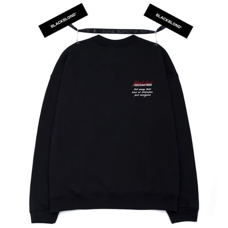 『BLACKBLOND』 　スローガンロゴスウェット (Black)