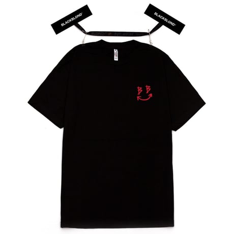 『BLACKBLOND』 　デビルスマイルロゴ半袖 Tシャツ(Black)