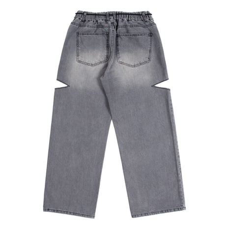 『BLACKBLOND』 　ベーシックカットアウトオーバーフィットデニムパンツ (Gray)