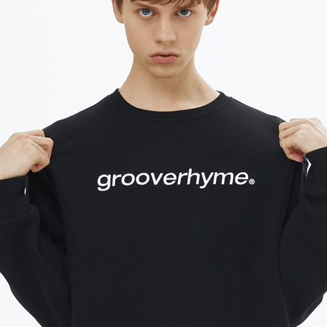『grooverhyme』 　ベーシックロゴスウェットシャツ (Black)
