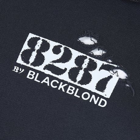 『8287 BY BLACKBLOND』  Center Logo Vintage Crop Hoodie (Charcoal)