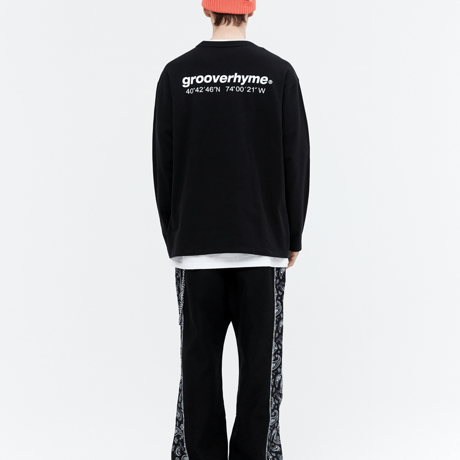 『grooverhyme』 　NYC ロケーションロングスリーブ Tシャツ (Black)