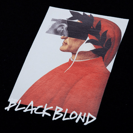 『BLACKBLOND』 　クラッシュドエラロングスリーブ Tシャツ (Black)