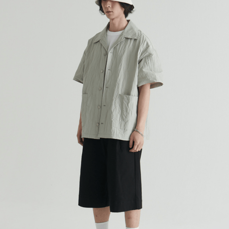 『 BY:L 』    ナイロンクリンクルオーバーシャツ (Grey)