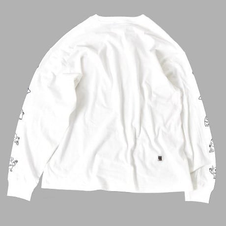 『FREAKISH BUILDING』 エイリアンフレンドポケットロングスリーブ Tシャツ (White)