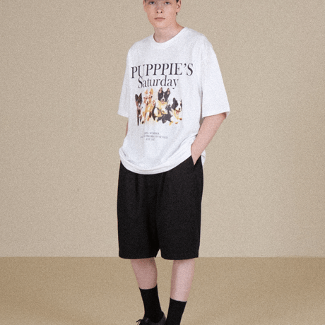 『VETEZE』 　パピーランサタデーハーフ Tシャツ  (White)