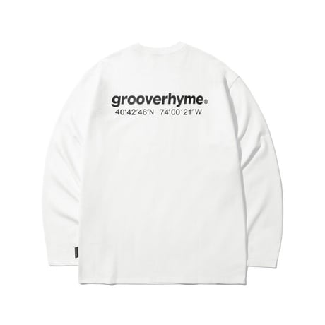 『grooverhyme』 　NYC ロケーションロングスリーブ Tシャツ (White)