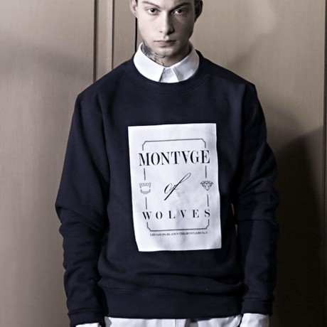 【再入荷】『LOUPS BLANCS』モンタージュスウェットシャツ (Navy)