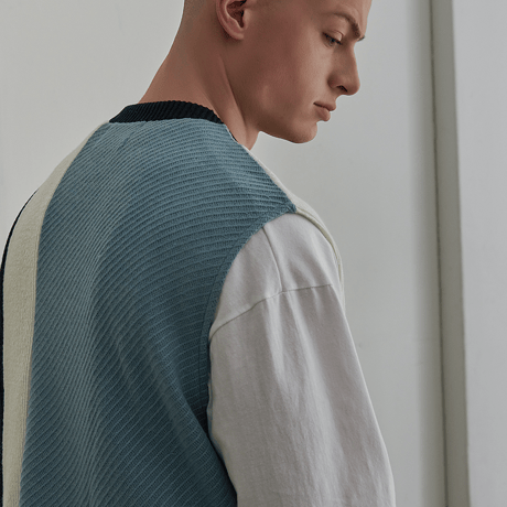 『 BY:L 』 　ファブリックミックスベスト  (Navy)