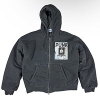 『SK8ER ROCK』 　scribble padded pigment sweat hood zip-up (Charcoal)