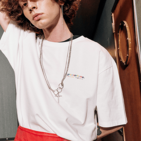 『grooverhyme』 　NYC ロケーションマルチカラー Tシャツ (White)