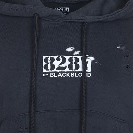 『8287 BY BLACKBLOND』  Center Logo Vintage Crop Hoodie (Charcoal)