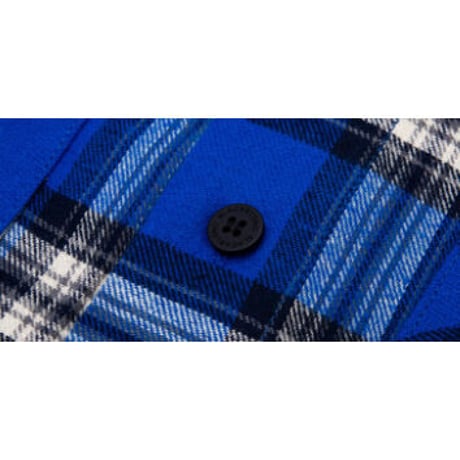 『BLACKBLOND』　グラフィティロゴレイヤードチェックシャツ (Blue)