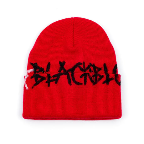Blackblond Graffiti Logo Patch Beanie (Black, Red )
