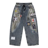 『BLACKBLOND』  Pop Clash Multi Patch Denim Pants (Vintage Blue)