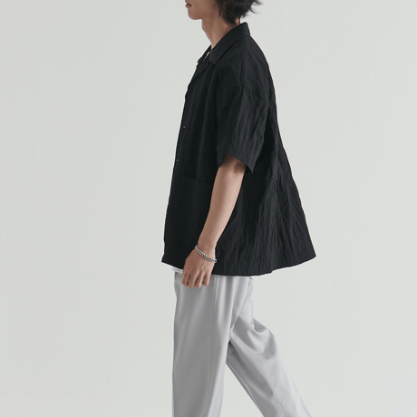 『 BY:L 』    ナイロンクリンクルオーバーシャツ (Black)