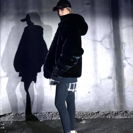 Blackblond Reversible Fur Hood Jacket (Black)