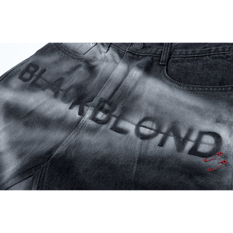 『BLACKBLOND』 　スプレーカスタムデニムパンツ (Charcoal)