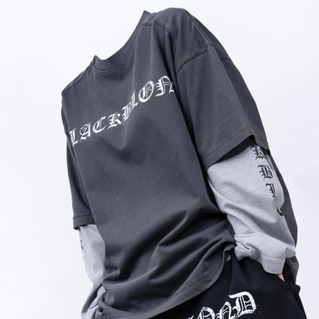 『BLACKBLOND』　crushed faith pigment t-shirt (Charcoal)