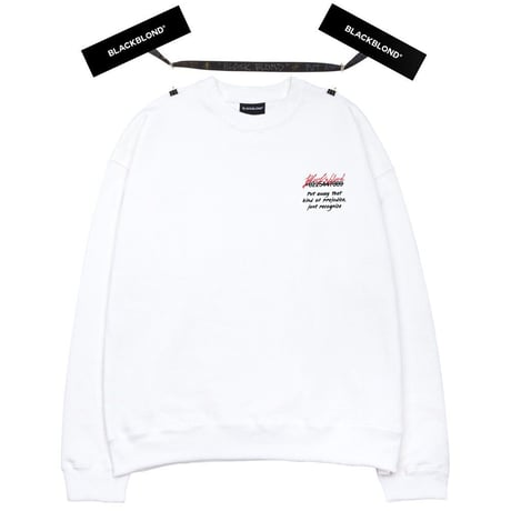『BLACKBLOND』 　スローガンロゴスウェット (White)