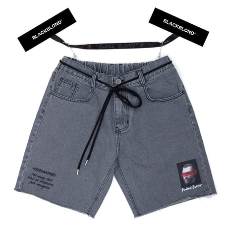 『BLACKBLOND』  スチールブルータルショートデニムパンツ (Dark Gray)