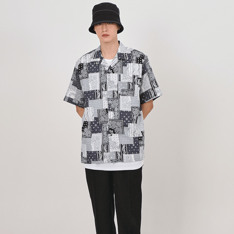 『 BY:L 』    ペイズリーリネンシャツ (Black)