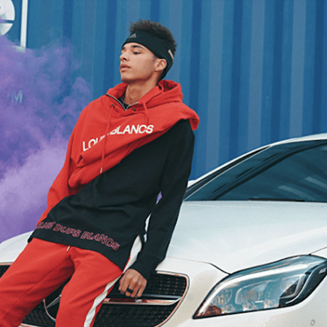 『LOUPS BLANCS』Logo Half Zip-up Turtle Neck HOOD (Red)