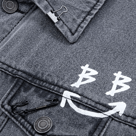 『BLACKBLOND』 　スマイルロゴデニムジャケット (Dark Gray)