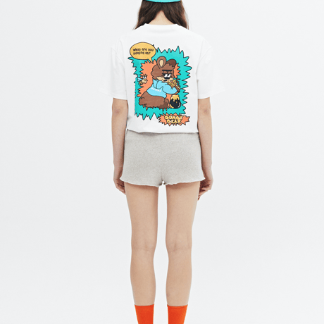 『grooverhyme』 　ハニーアンドピザ Tシャツ (White)