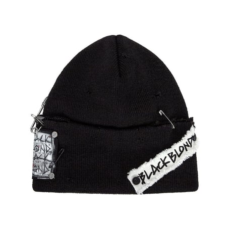 『BLACKBLOND』    ディスオーダーパッチニット帽 (Black)