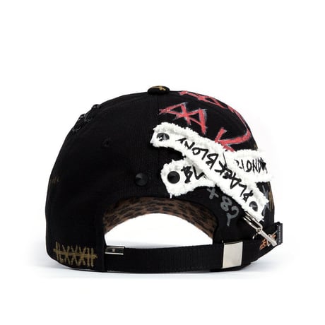 Blackblond Calf Leopard Ghost Graffiti Cap (Black/Brown)