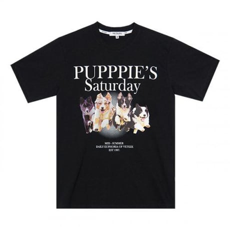 『VETEZE』 　パピーランサタデーハーフ Tシャツ  (Black)