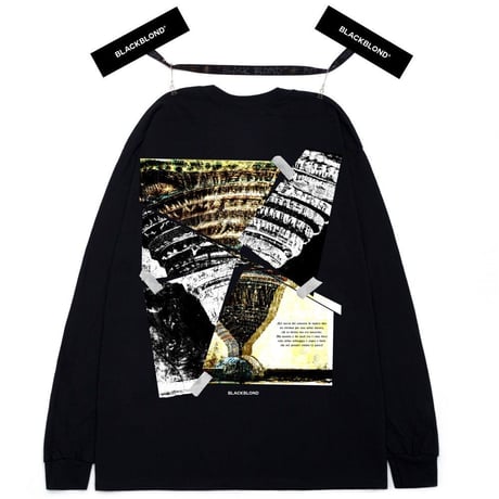 『BLACKBLOND』 　クラッシュドエラロングスリーブ Tシャツ (Black)