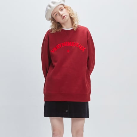 Verynineflux SUNSET CURLY CREWNECK (Burgundy / Beige)