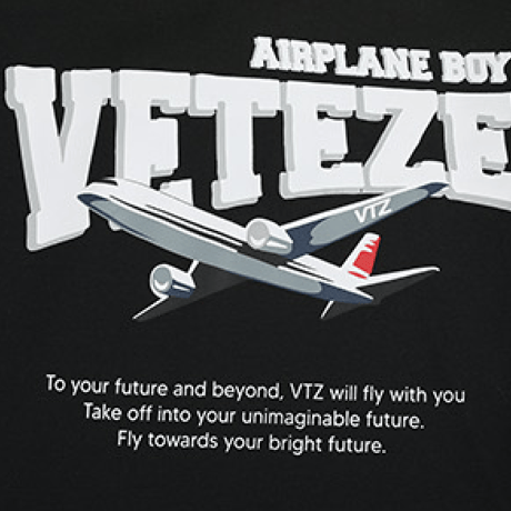 『VETEZE』 　エアプレーンロングスリーブTシャツ (Black)