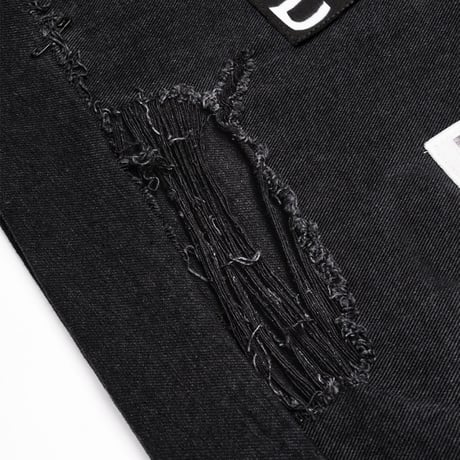 『BLACKBLOND』  Chaos Patch Fold Up Denim Shorts (Black)