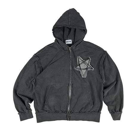 『SK8ER ROCK』 　スターリバースピグメントスウェットパーカージップアップ (Charcoal)