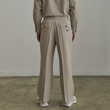 『BY.L 』 ベルトワンタックワイドスラックスパンツ (Sand Beige)