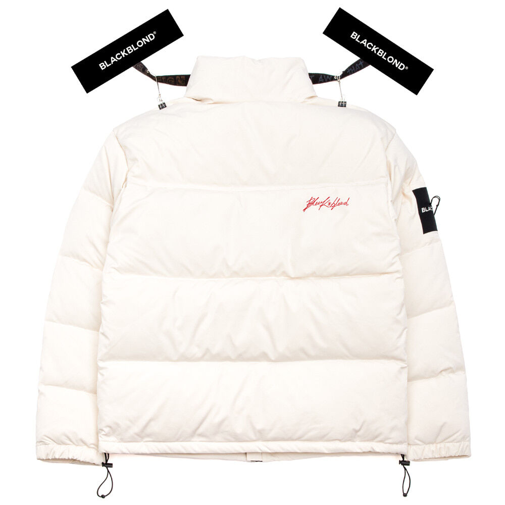 BLACKBLOND』 ロゴパッチショートダックダウンジャケット (White) | 6L 