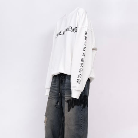 『BLACKBLOND』　crushed faith sweatshirt (White)