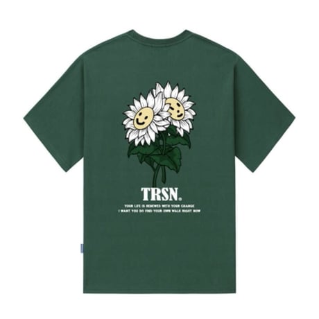 『TRIPSHION』 　スマイルフラワー Tシャツ (Green)