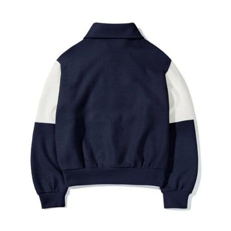 『Code:graphy』 　big collar color block knit half zip-up (Navy)